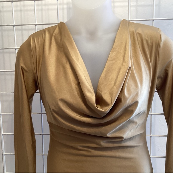 Stretch Satin Bodysuit Gold NWT - Picture 2 of 7